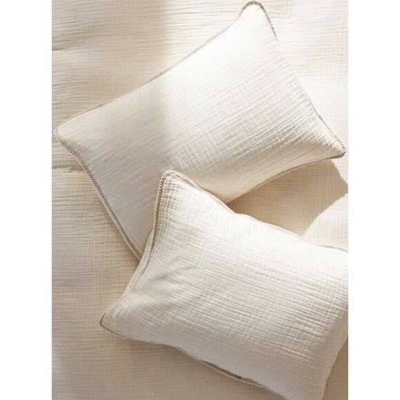 Amber Lewis for Anthropologie Gretchen Gauze Shams King Set of 2 Ivory - Picture 1 of 8